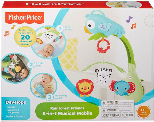 Fisher Price Мобиле Детско легло с музика и въртене Rain Forest за 0++ месеца