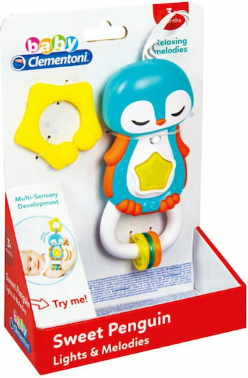 Baby Clementoni Κρεμαστό Παιχνίδι Κούνιας και Καροτσιού με Μουσική Ηλεκτρονικός Πιγκουίνος για 3+ Μηνών