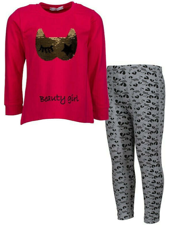 Kinder-Set mit Leggings Winter 2Stück Fuchsie