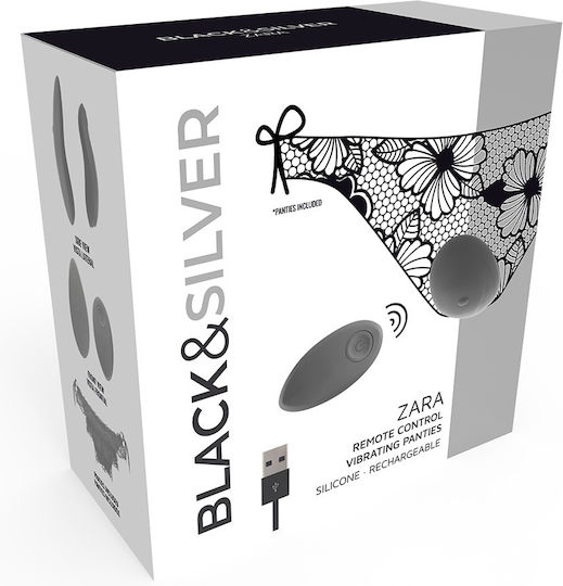 Dream Love Black & Silver Zara Κλειτοριδικός Δονητής με Απομακρυσμένο Έλεγχο Remote Control Vibrating Panty Μαύρος