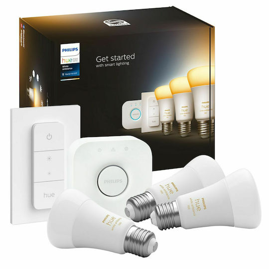 Philips Smart LED Bulbs 8W for Socket E27 and Shape A60 Adjustable White 1055lm Dimmable 3pcs