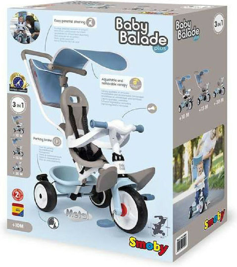 Smoby Baby Balade Plus Convertible with Parental Handle 3 in 1 for 10 Months Blue