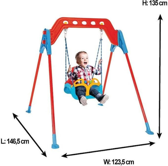 Pilsan Metal with Protector and Seatbelt Swing Set with Stand Samba A-Frame 07968 135x135x135cm for 1+ years Red