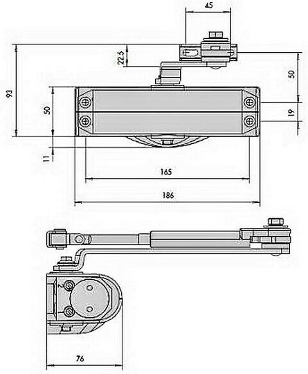 Cisa Door Return Mechanism for Doors up to 95cm and 60kg Silver