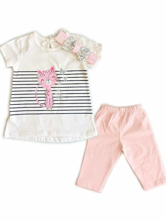 Εβίτα Kids Set with Leggings Summer 3pcs White