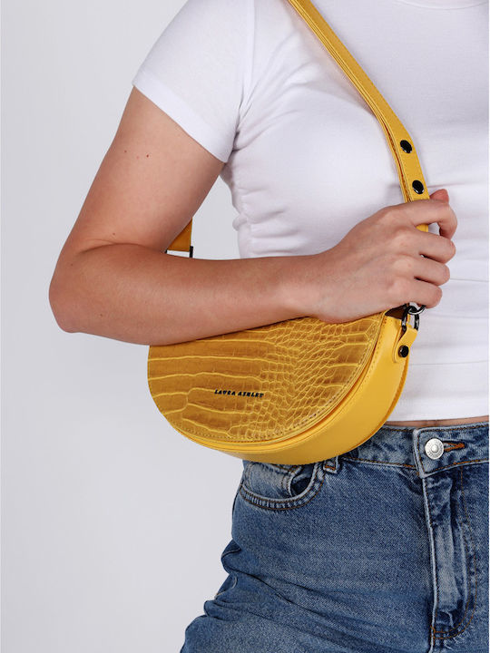 Tarlton Croco Γυναικεία Τσάντα Χιαστί Κίτρινη