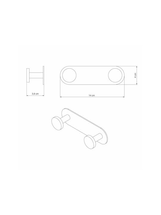 Grekon Double Wall-Mounted Bathroom Hook Inox Silver