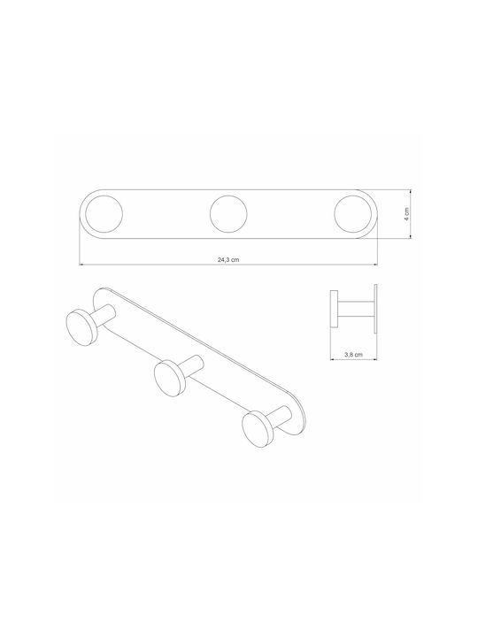 Grekon Triple Wall-Mounted Bathroom Hook White