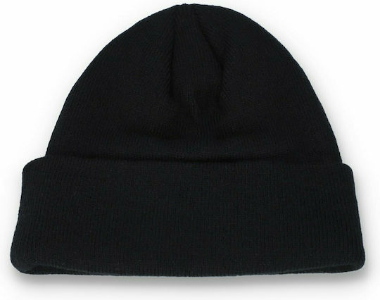 Beanie Unisex Σκούφος με Rib Πλέξη σε Μαύρο χρώμα