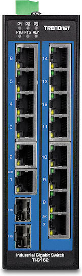 Trendnet TI-G162 Unmanaged L2 Switch με 14 Θύρες Gigabit (1Gbps) Ethernet και 2 SFP Θύρες