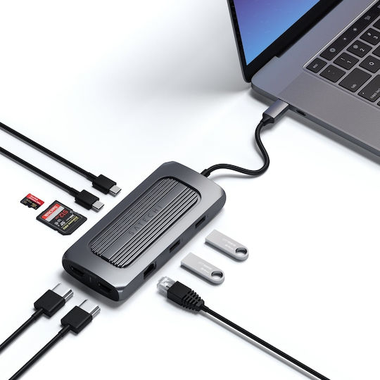 Satechi USB-C Docking Station with HDMI 4K PD Ethernet and Support for 2 Monitors Gray (ST-UCMXAM)