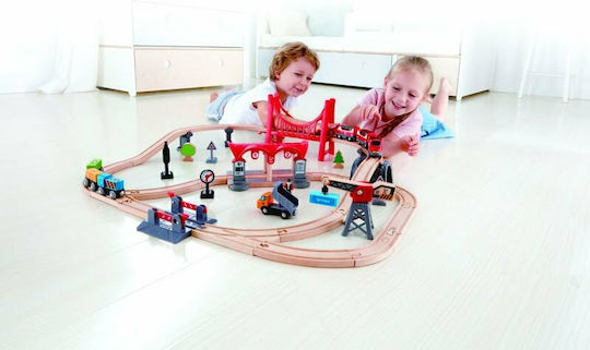 Hape Busy City Rail Set with Train made of Wood for 3+ years+ Years