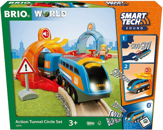Brio Toys Smart Tech Sound Action Σετ με Τρενάκι από Ξύλο για 3+ Ετών