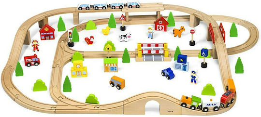 Viga Toys Set with Train made of Wood for 3+ years+ Years