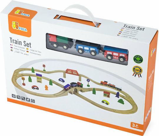 Viga Toys Сет с Влакче от Дърво за 3+ години+ Години
