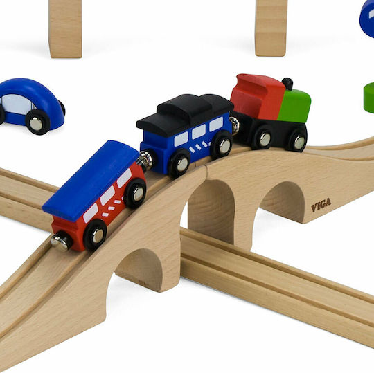 Viga Toys Сет с Влакче от Дърво за 3+ години+ Години