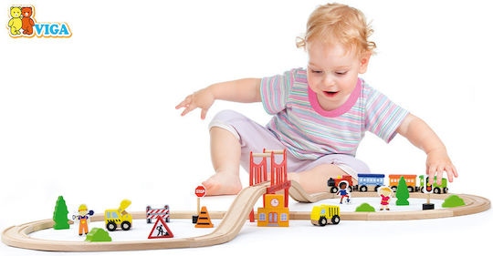 Viga Toys Set with Train made of Wood for 3+ years+ Years