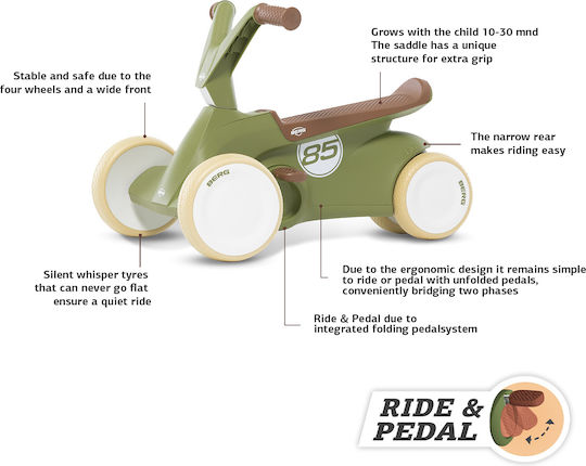 Berg Toys Go 2 Retro Baby Push Walker Green