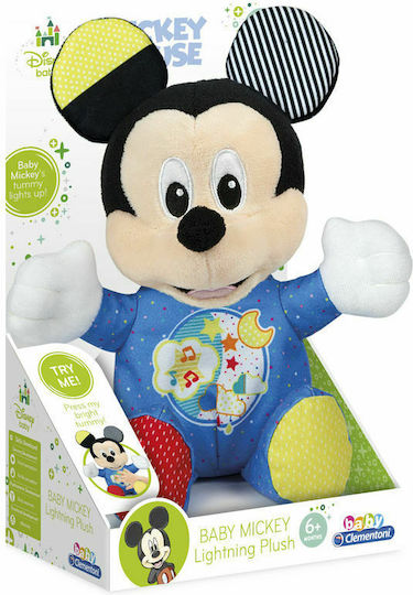 Clementoni Jucărie pentru Bebeluși Baby Mickey din Țesătură cu Muzică și Lumină pentru 6++ Luni