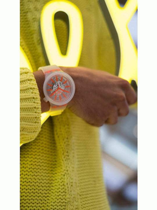 Swatch Big Bold Γυναικείο Ρολόι 47mm Μπαταρίας με Λευκό Καουτσούκ Λουράκι