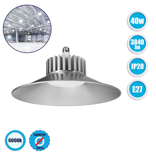 GloboStar Commercial Bell LED Light 40W Cool White 3840lm E27 Silver