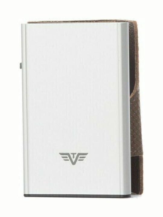 Click & Slide Leather Men's Wallet Cards with RFID and Slide Mechanism Khaki