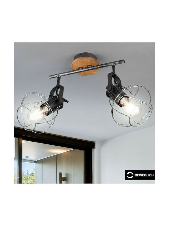 Trio Lighting Madras Double Spot with Socket E27 in Silver Color