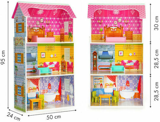 Ecotoys Ξύλινο Κουκλόσπιτο 95εκ.