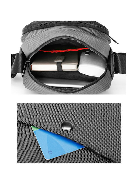 Arctic Hunter Fabric Shoulder / Crossbody Bag with Zipper & Internal Compartments Gray 20x9x24cm