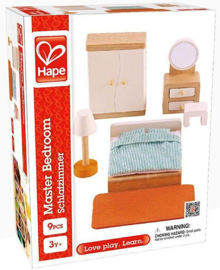 Hape Happy Family Ξύλινο Υπνοδωμάτιο Έπιπλα για Κουκλόσπιτο