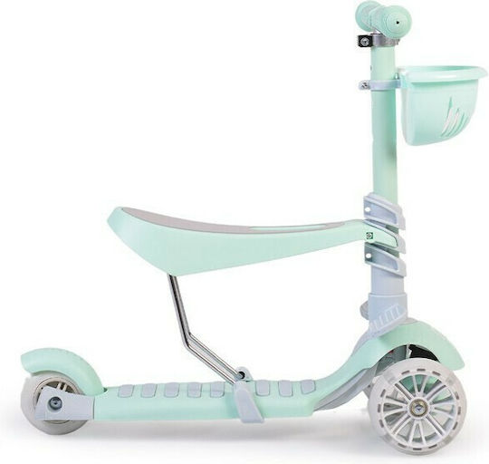 Moni Kids Scooter Bubblegum 3 in 1 3-Wheel with Seat for 3+ Years Green