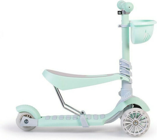 Moni Kids Scooter Bubblegum 3 in 1 3-Wheel with Seat for 3+ Years Green