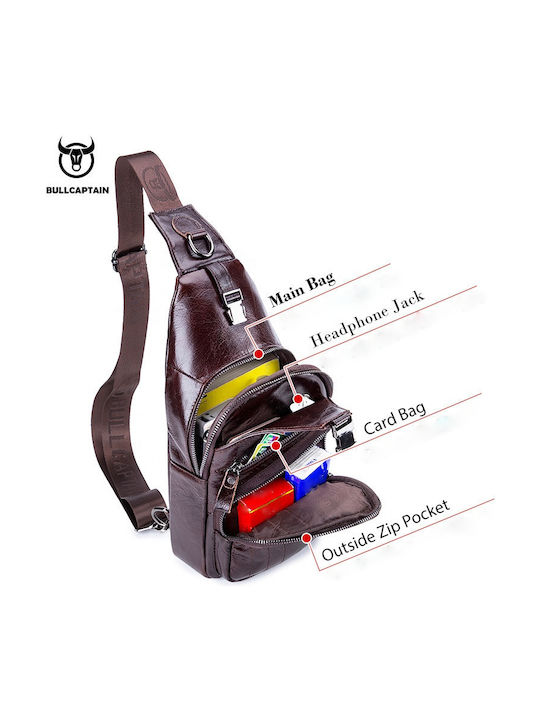 Leather Men's Bag Sling Dark Brown