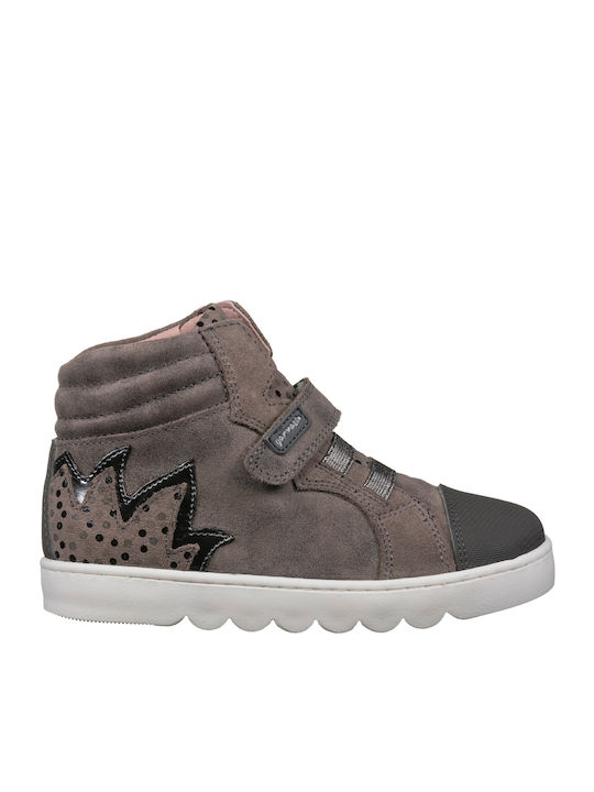Παιδικά Sneakers High Ανατομικά με Σκρατς Γκρι
