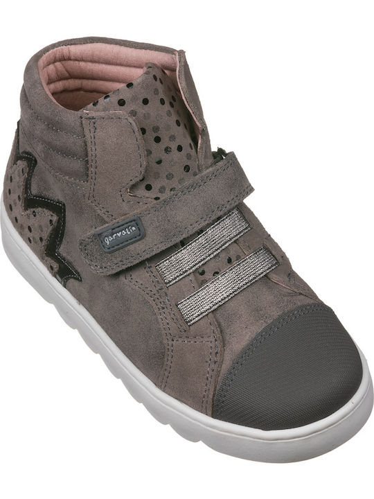 Παιδικά Sneakers High Ανατομικά με Σκρατς Γκρι