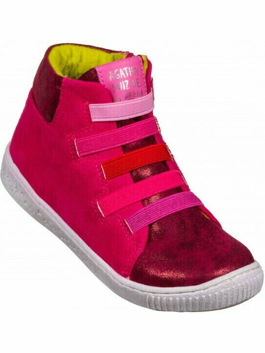 Leather Kids Boots with Zipper Fuchsia