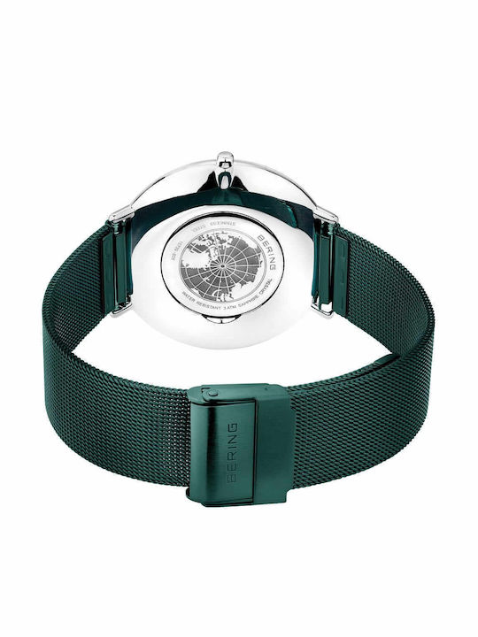 Bering Time Ultra Slim Men's Watch 39mm Battery with Stainless Steel Bracelet Green