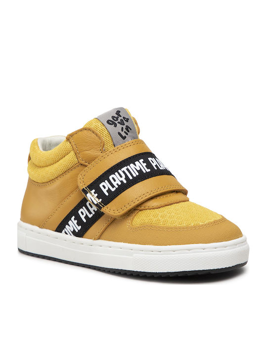 Παιδικά Sneakers High Ανατομικά με Σκρατς Κίτρινα