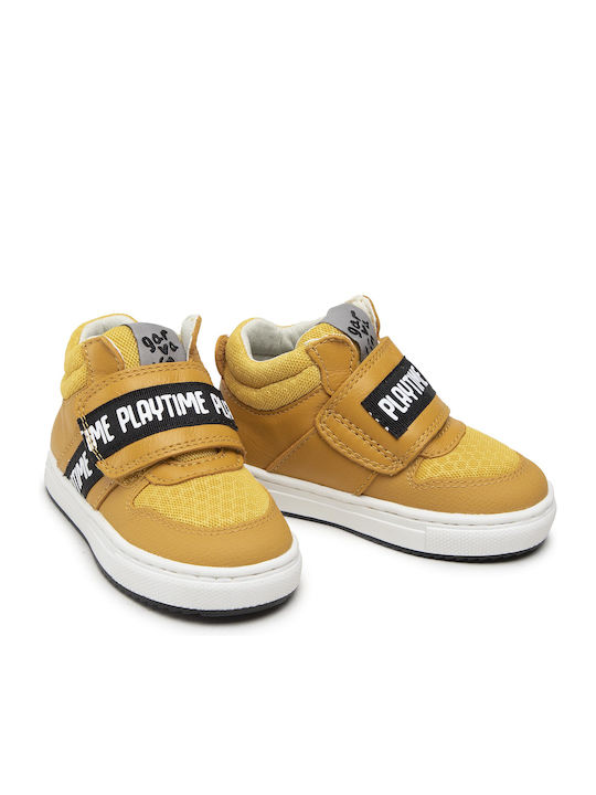 Παιδικά Sneakers High Ανατομικά με Σκρατς Κίτρινα