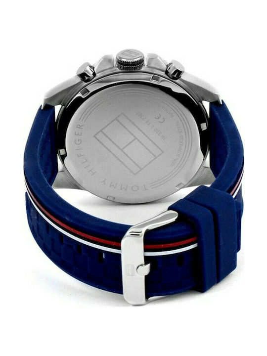 Tommy Hilfiger Decker Men's Watch 46mm Chronograph Battery with Blue Rubber Strap