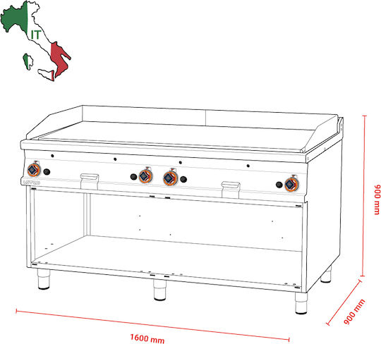 Lotus Commercial Flat Top LPG Griddle with Flat Plate 36kW 160x90x90cm