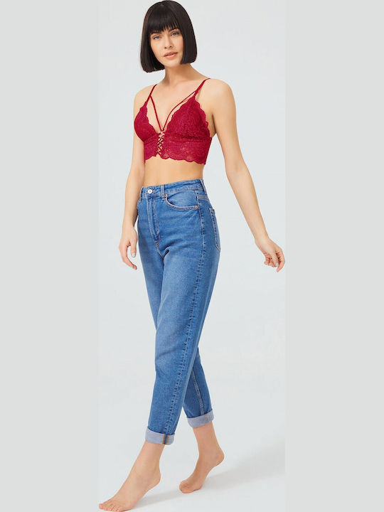 CottonHill Women's Bralette Bra Burgundy