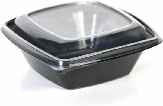 Intertan Recipient de plastic de unică folosință PET fără Capac cu Capacitate 1000ml Negru 50buc