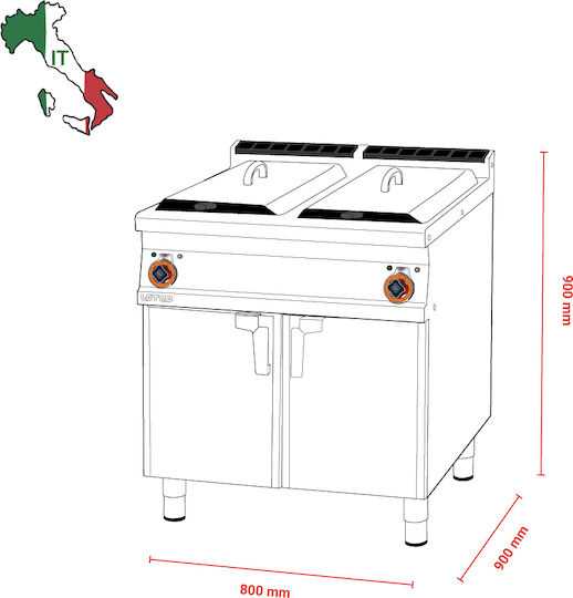 Lotus Fryer Electrică Double 44kW Capacity 2x25lt 80x90x90cm