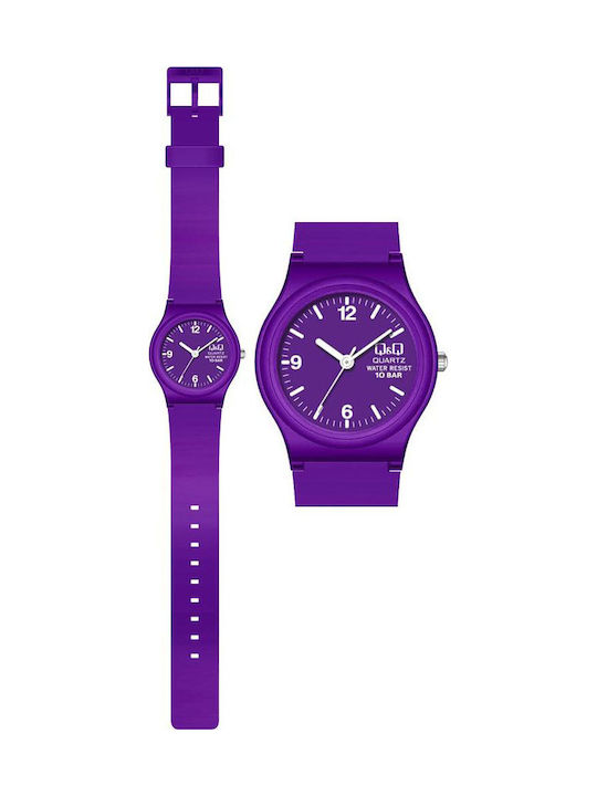 Q&Q Y Women's Watch with Purple Rubber Strap