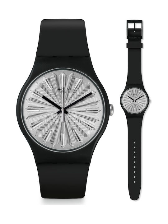 Swatch Shield Watch with Black Rubber Strap