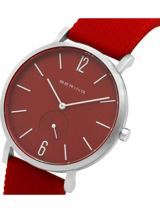 Bering Time Women's Watch with Red Rubber Strap