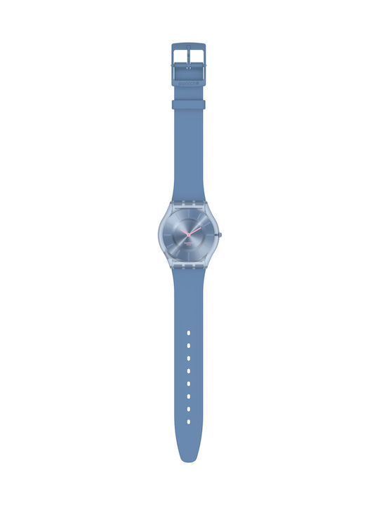 Swatch Denim Women's Watch with Blue Rubber Strap