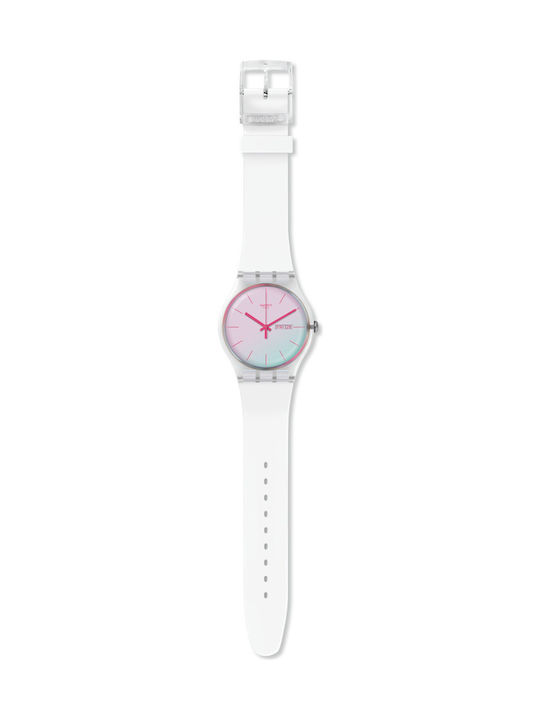 Swatch Polawhite Uhr mit Weiß Kautschukarmband
