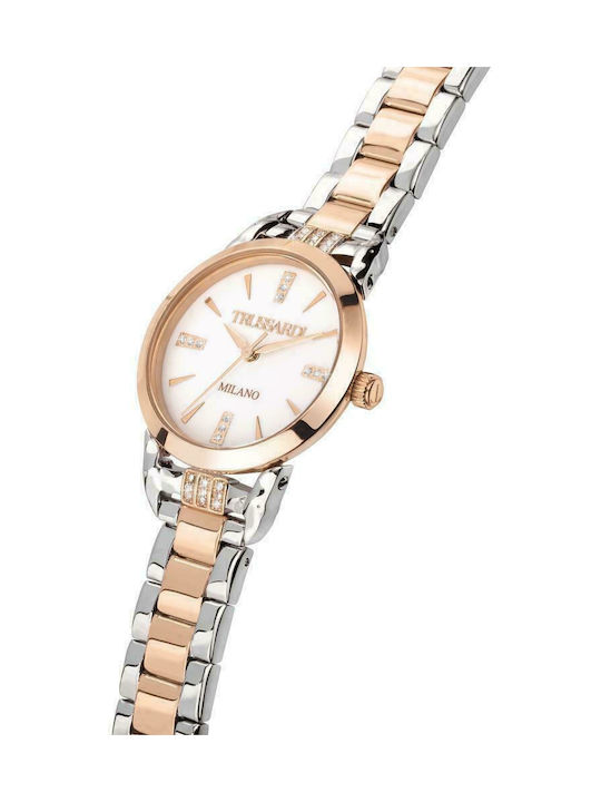 Trussardi T-Original Γυναικείο Ρολόι 28mm Μπαταρίας με Ροζ Χρυσό Ατσάλινο Μπρασελέ